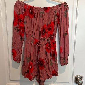 Kendall & Kylie off the shoulder floral romper